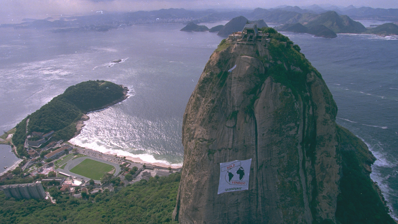 Imagem aérea do bondinho do Pão de Açúcar do Rio de Janeiro