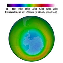 Representação da concentração de ozônio em um globo terrestre